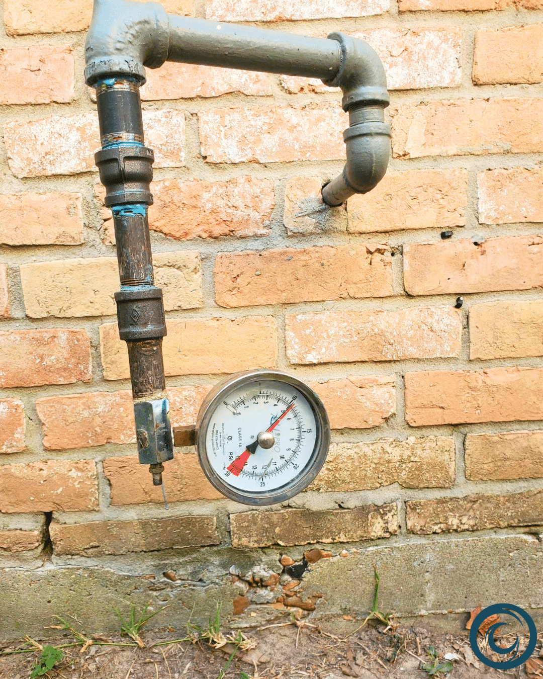 Gas line pressure test gauge during a gas inspection in Houston, Texas